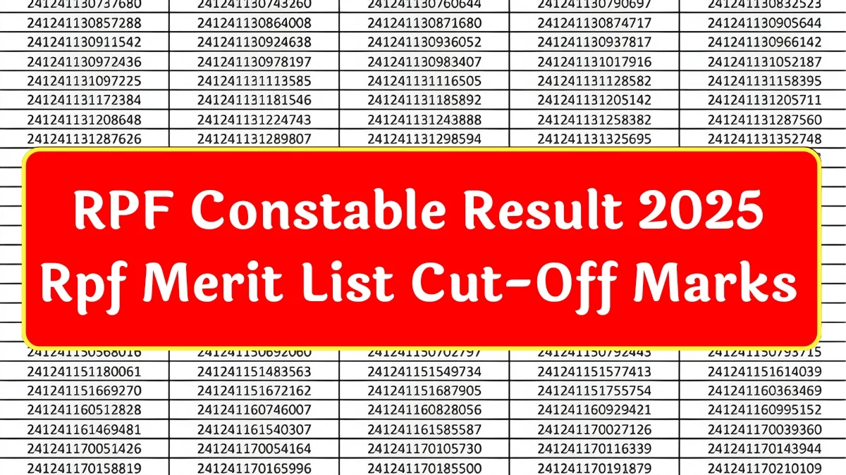 RPF Constable Result 2025: Rpf Merit List Cut-Off Marks